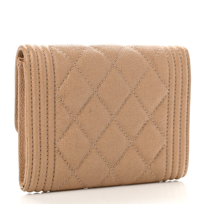 Chanel Caviar Quilted Boy Card Holder Wallet Beige 3 of 9