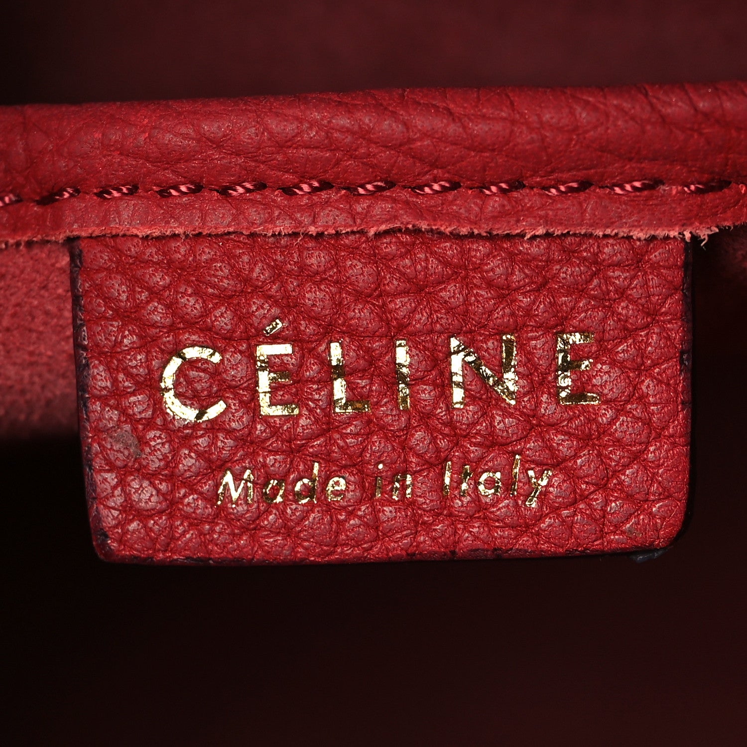 Celine Drummed Calfskin Nano Luggage Red 6 of 14