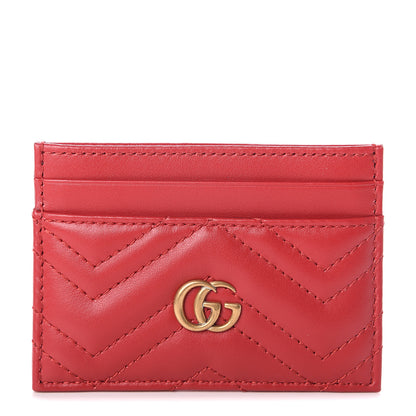 Gucci Calfskin Matelasse GG Marmont Card Holder Hibiscus Red 1 of 5