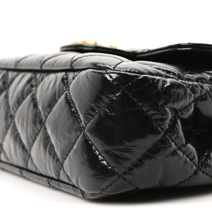 Chanel Shiny Crumpled Calfskin Quilted Small Wavy CC Hobo Black 10 of 11