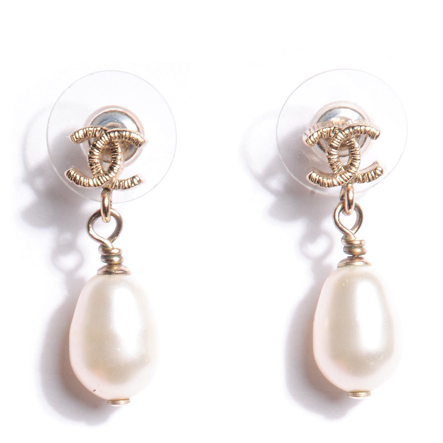 CC Pearl Drop Earrings Gold