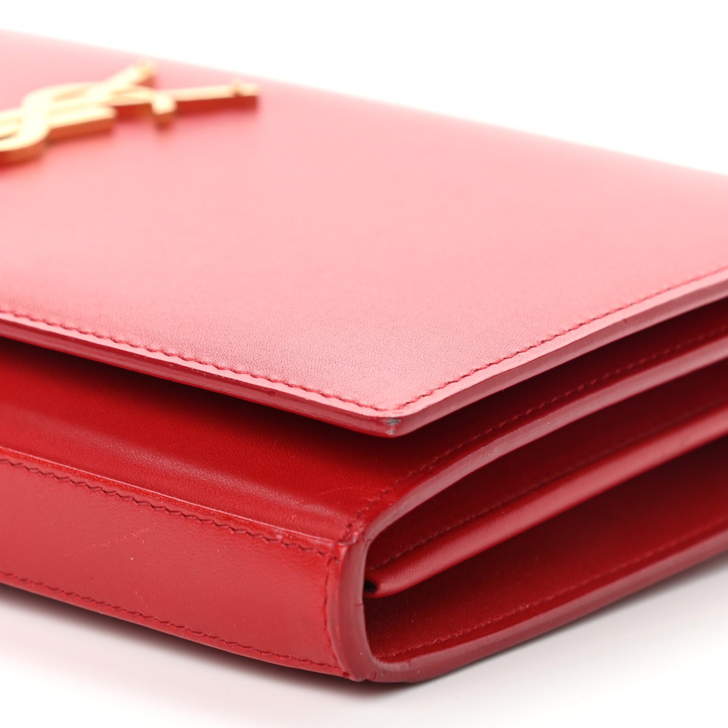 Smooth Calfskin Classic Monogram Kate Wallet On Chain Red