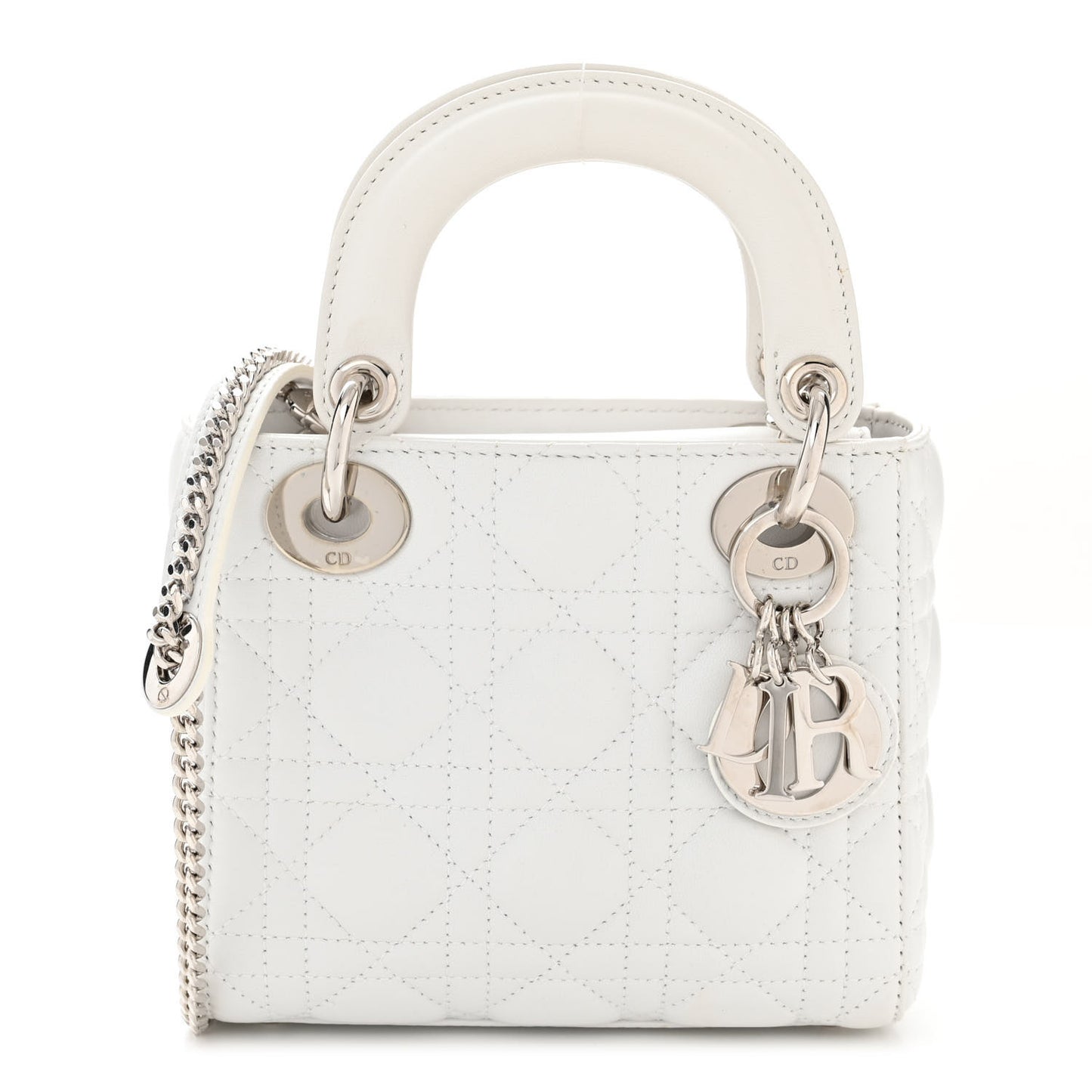 Lambskin Cannage Mini Lady Dior White