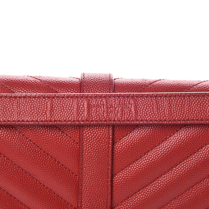 Saint Laurent Grain De Poudre Matelasse Chevron Large Monogram Satchel Lipstick Red 13 of 24