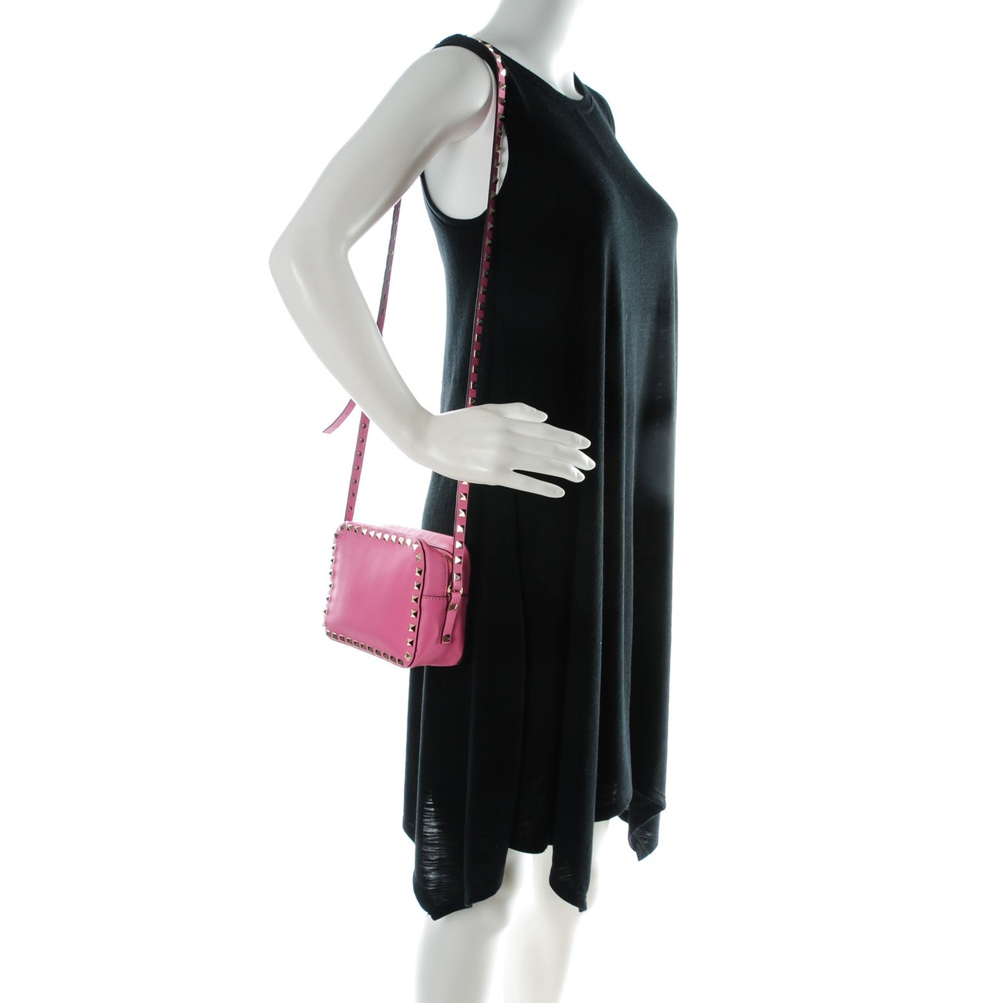 Calfskin Rockstud Camera Crossbody Bag Ninphea