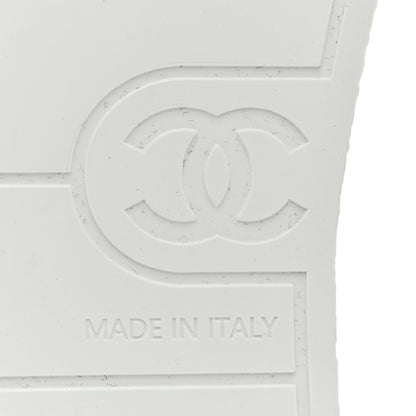 Chanel Crumpled Lambskin Patent Cap Toe CC Stitched Sneakers 35.5 White Black 9 of 10