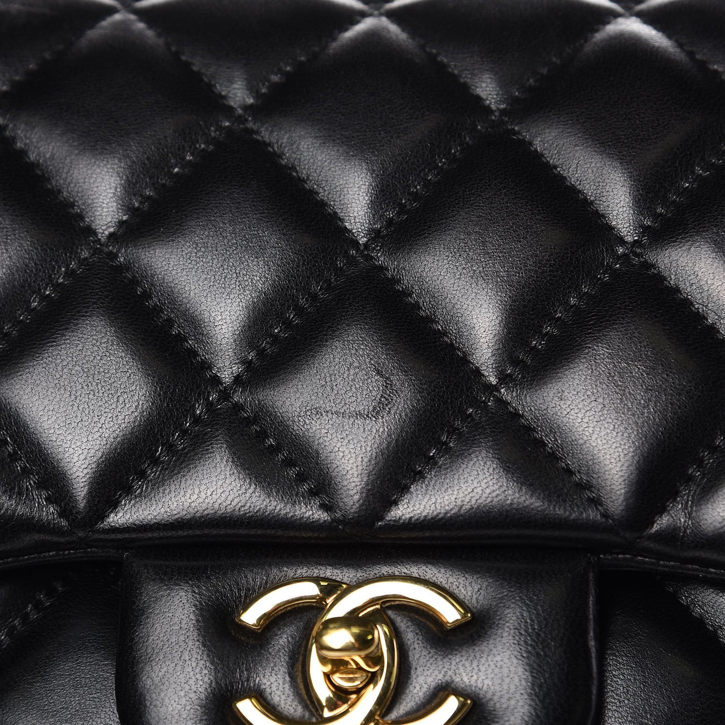 Lambskin Quilted Jumbo Double Flap Black