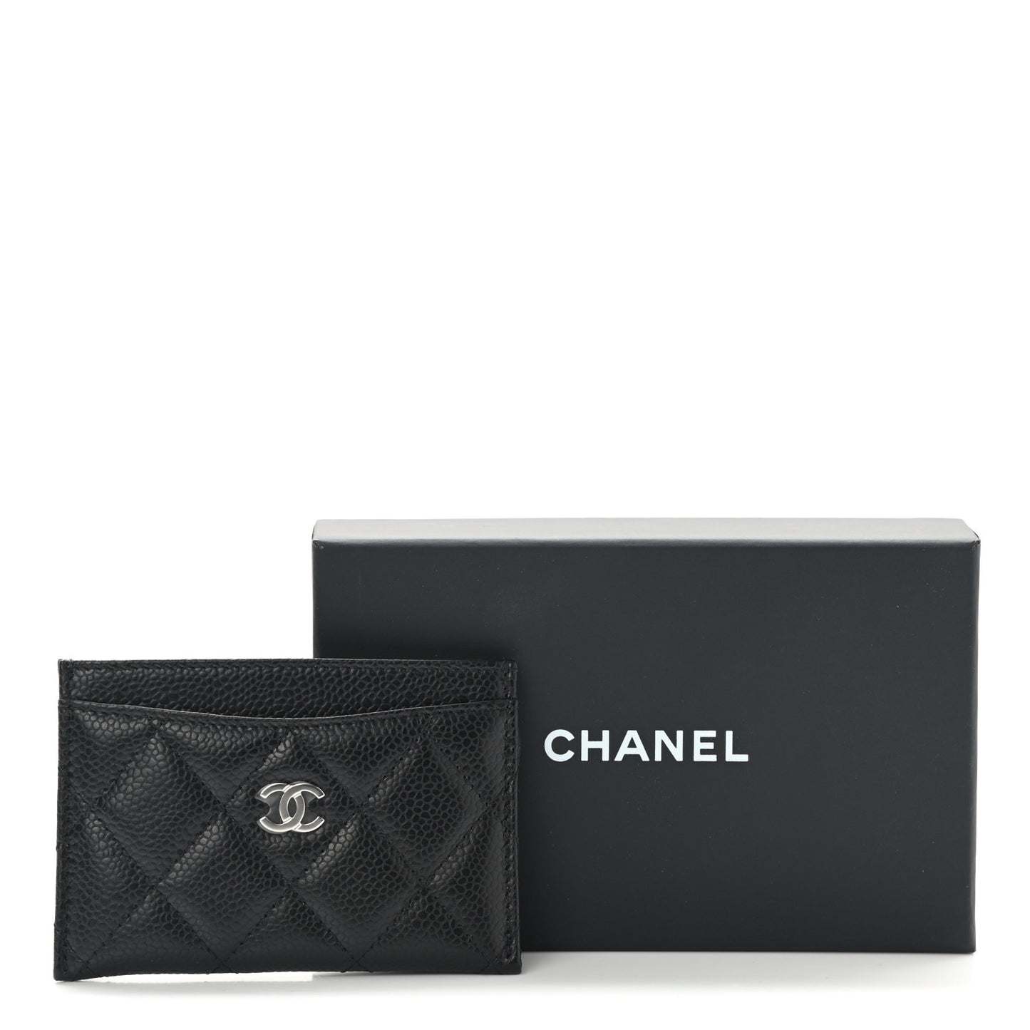 Caviar Quilted Card Holder Black