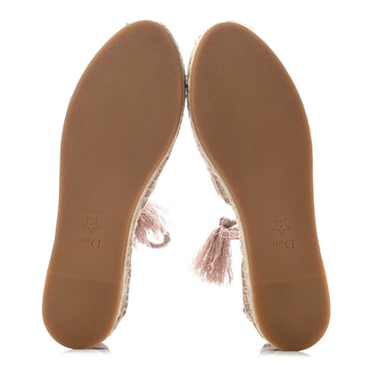 Christian Dior Canvas Embroidered Granville Ankle Tie Espadrilles Flats 36 Pink 4 of 4