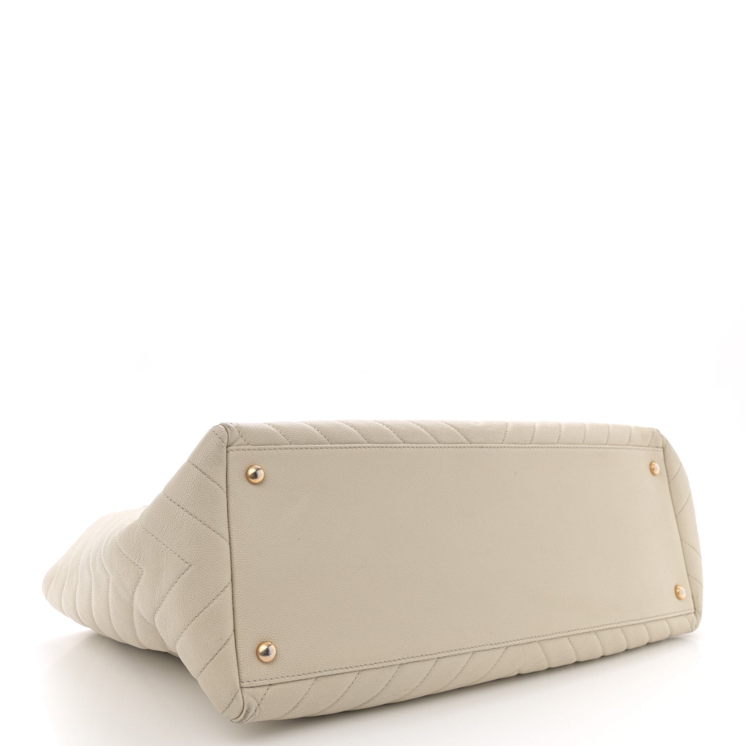 Chanel Caviar Chevron Quilted Coco Handle Shopping Tote Ivory 4 of 13
