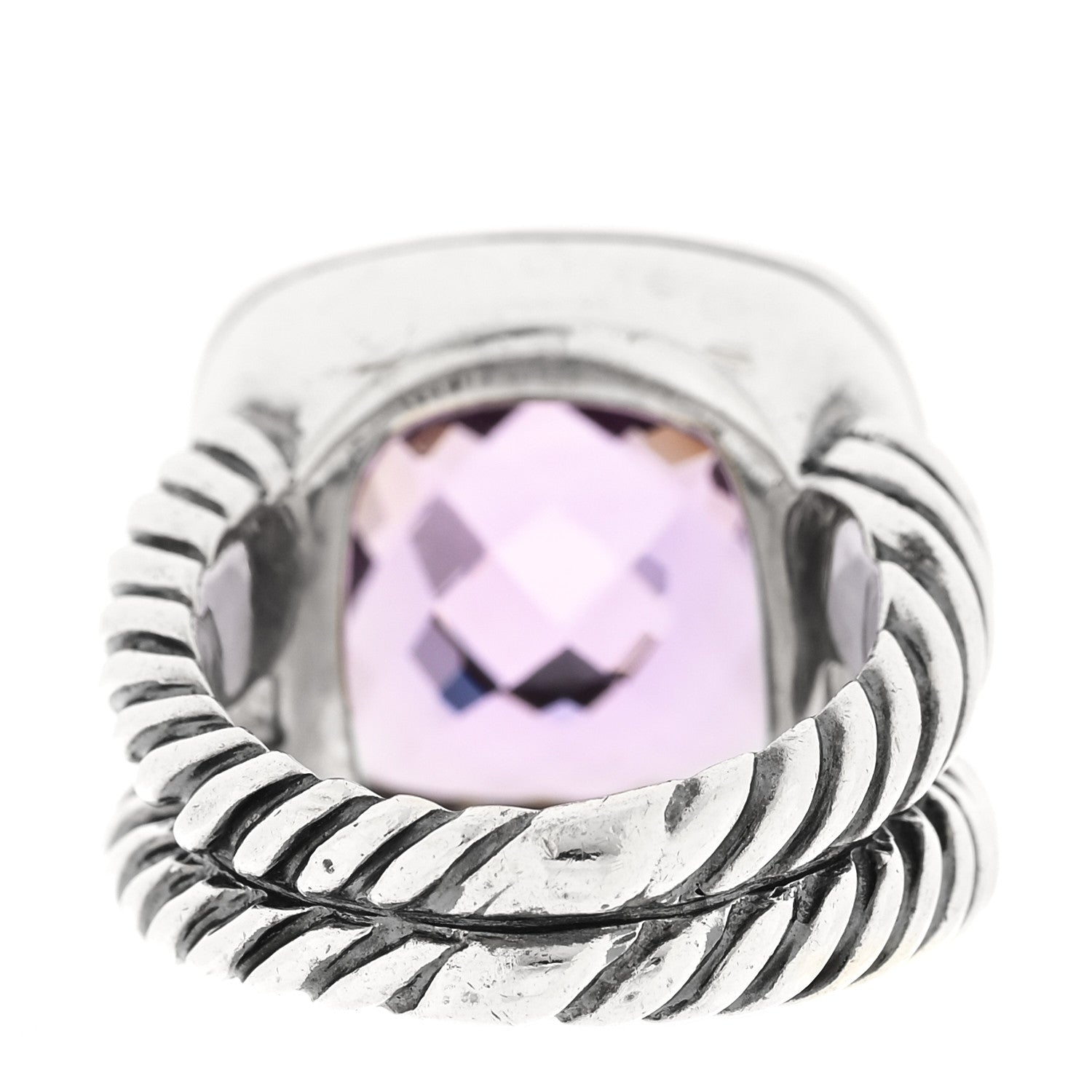 David Yurman Sterling Silver Diamond Amethyst 14mm Albion Ring 51 5.75 3 of 4