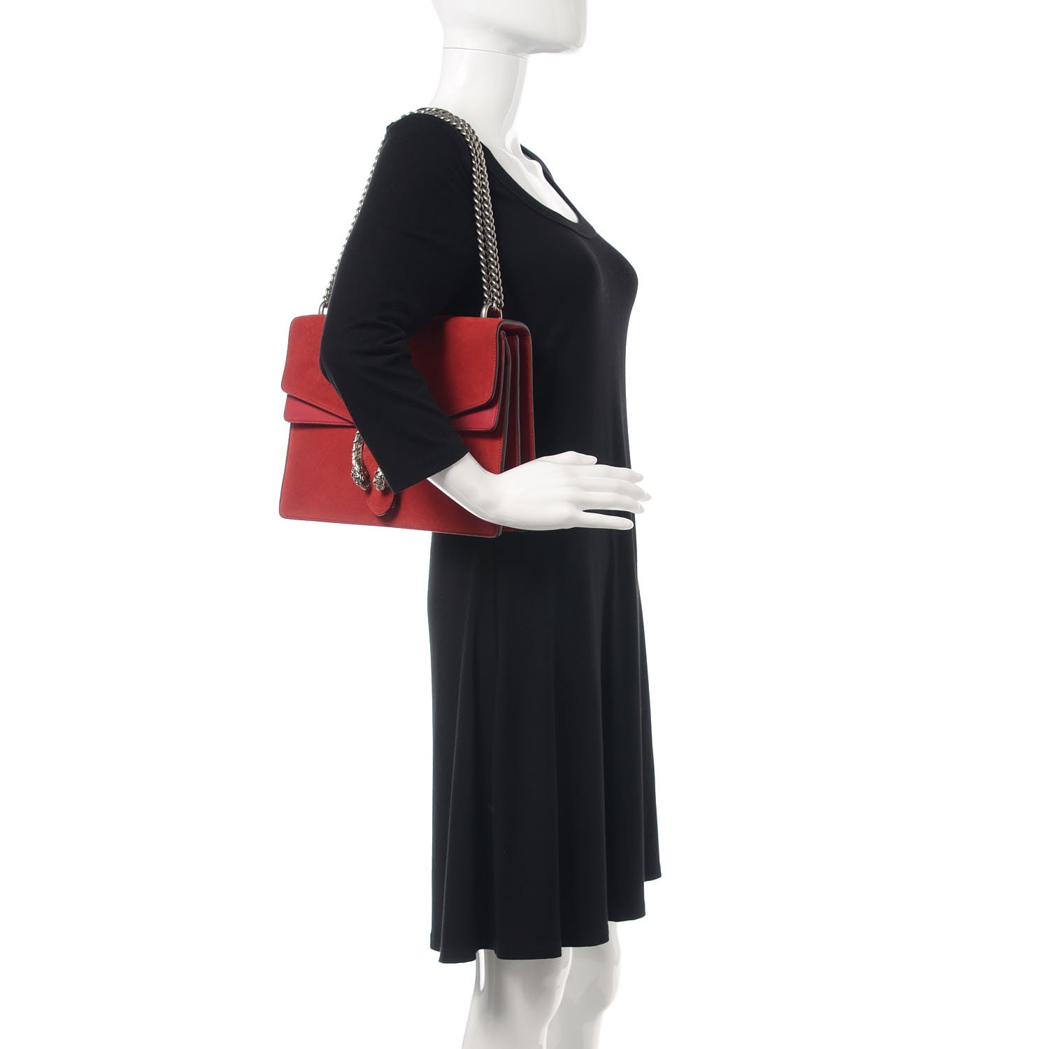 Gucci Suede Vitello Velvet Medium Dionysus Shoulder Bag Vulcanic Red 2 of 11