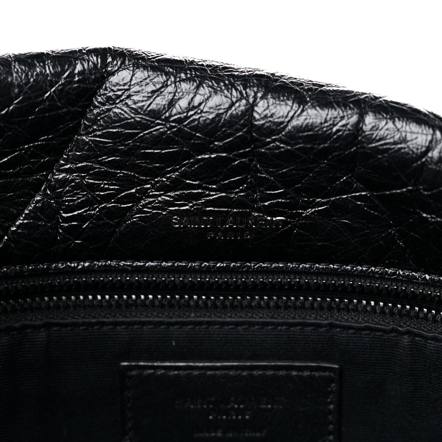 Crinkled Calfskin Matelasse Monogram Medium Niki Chain Satchel Black