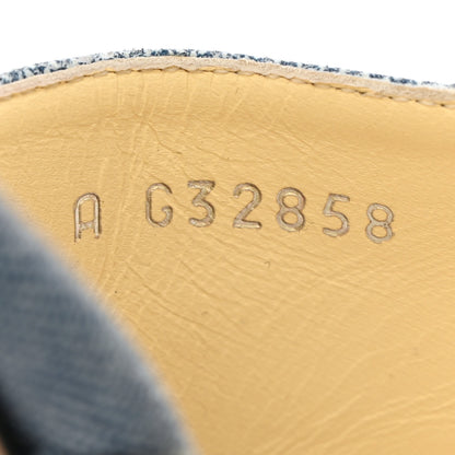 Chanel Printed Lambskin Grosgrain Cap Toe CC Mules 39 Blue Black 7 of 9