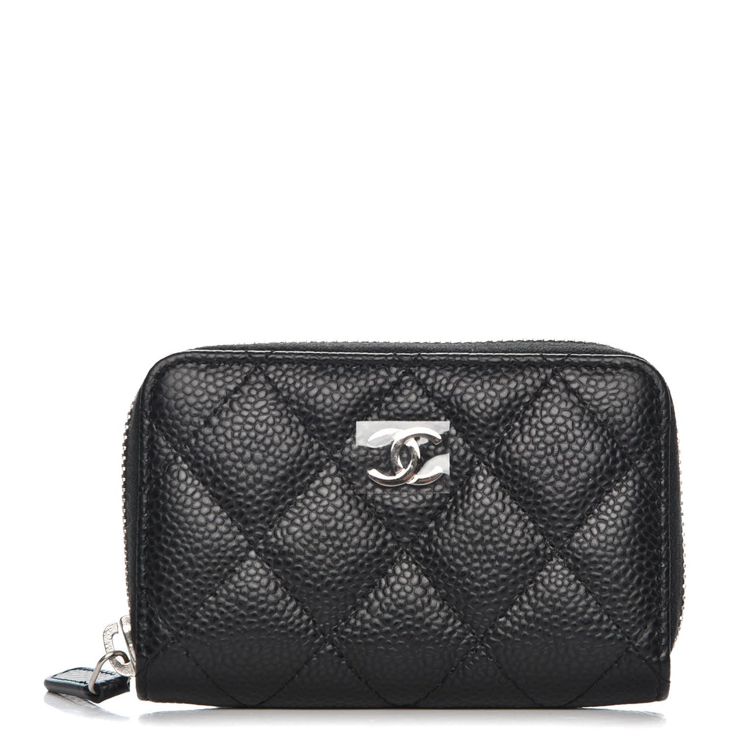 Caviar Quilted Zip Coin Purse Black