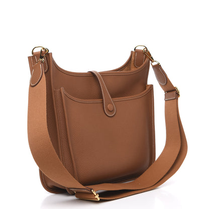 Hermes Taurillon Clemence Evelyne III PM Gold 2 of 9