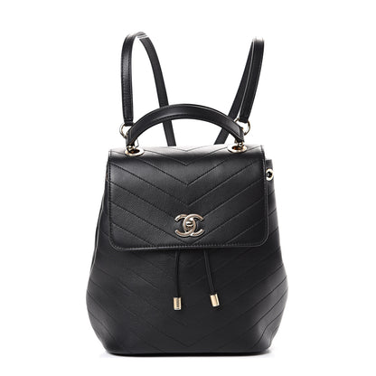 Chanel Grained Calfskin Chevron Stitched Backpack Black 1 of 10