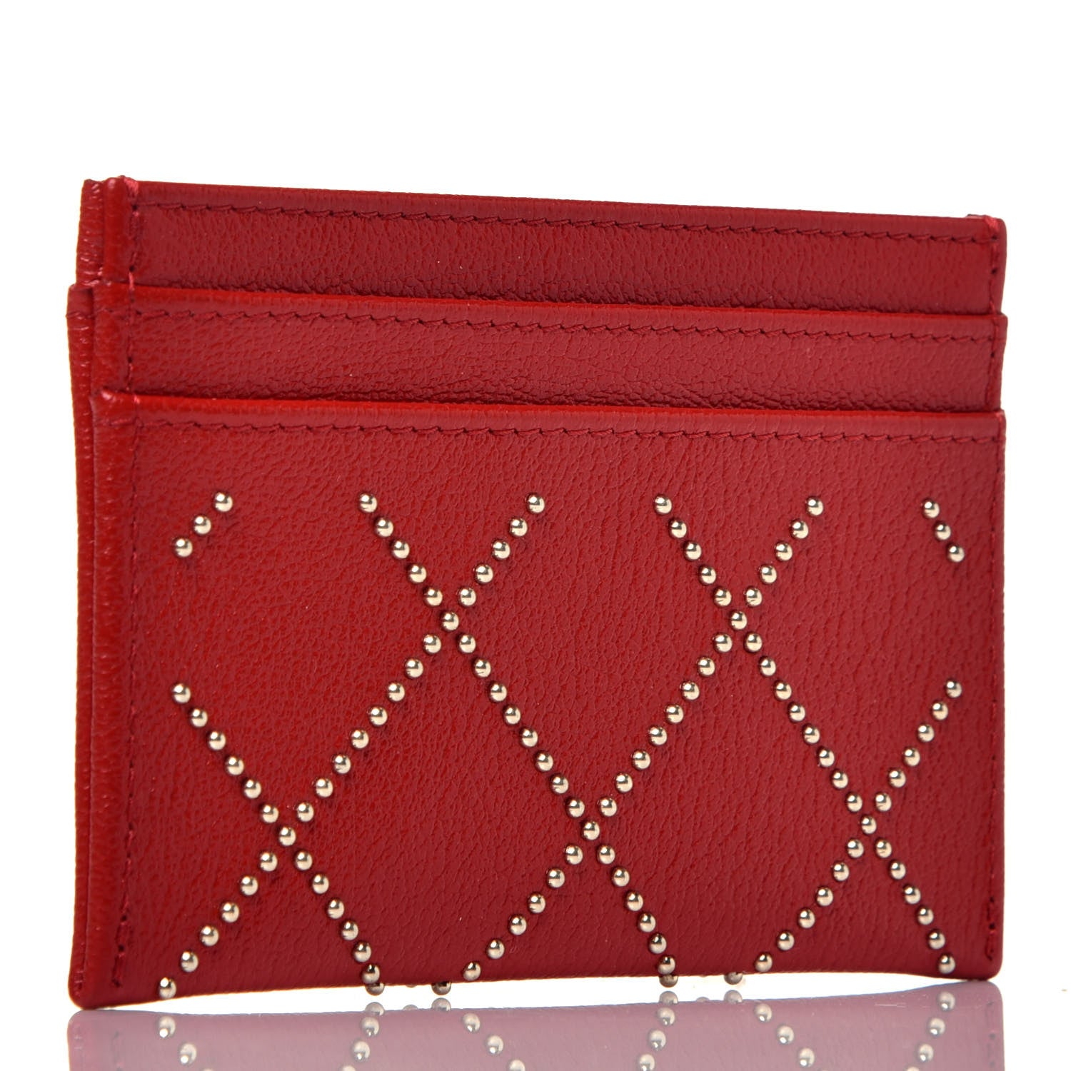 Chanel Shiny Lambskin Studded Rock The Diamond CC Card Holder Red 3 of 8