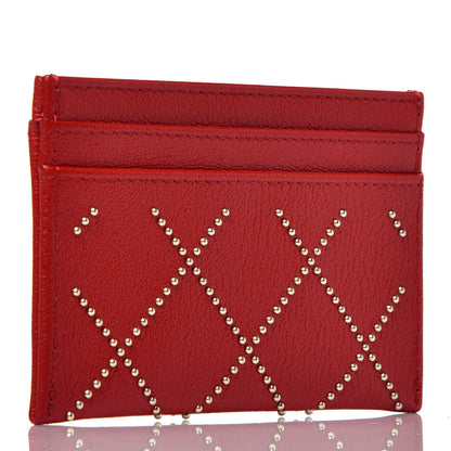 Chanel Shiny Lambskin Studded Rock The Diamond CC Card Holder Red 3 of 8