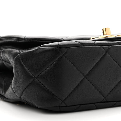 Chanel Lambskin Quilted Mini Logo Flap With Handle Black 9 of 11