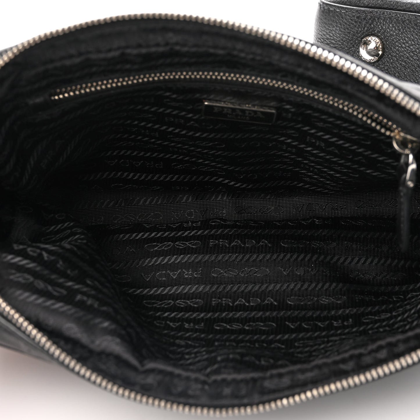 Vitello Daino Grommet Chain Satchel Bag Black