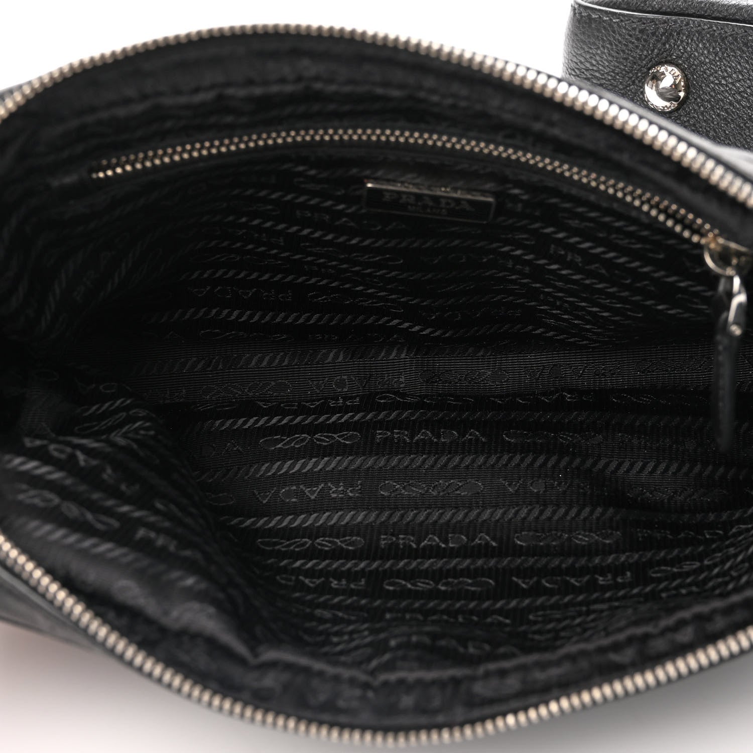 Prada Vitello Daino Grommet Chain Satchel Bag Black 6 of 11