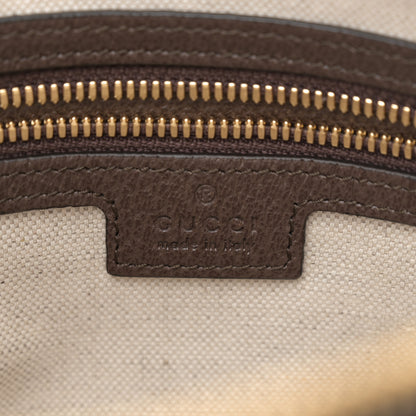Gucci Monogram Jumbo GG Textured Dollar Calfskin Web Messenger Shoulder Bag Camel Ebony New Acero 6 of 11