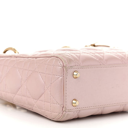Christian Dior Metallic Lambskin Cannage Mini Lady Dior Lotus 9 of 14