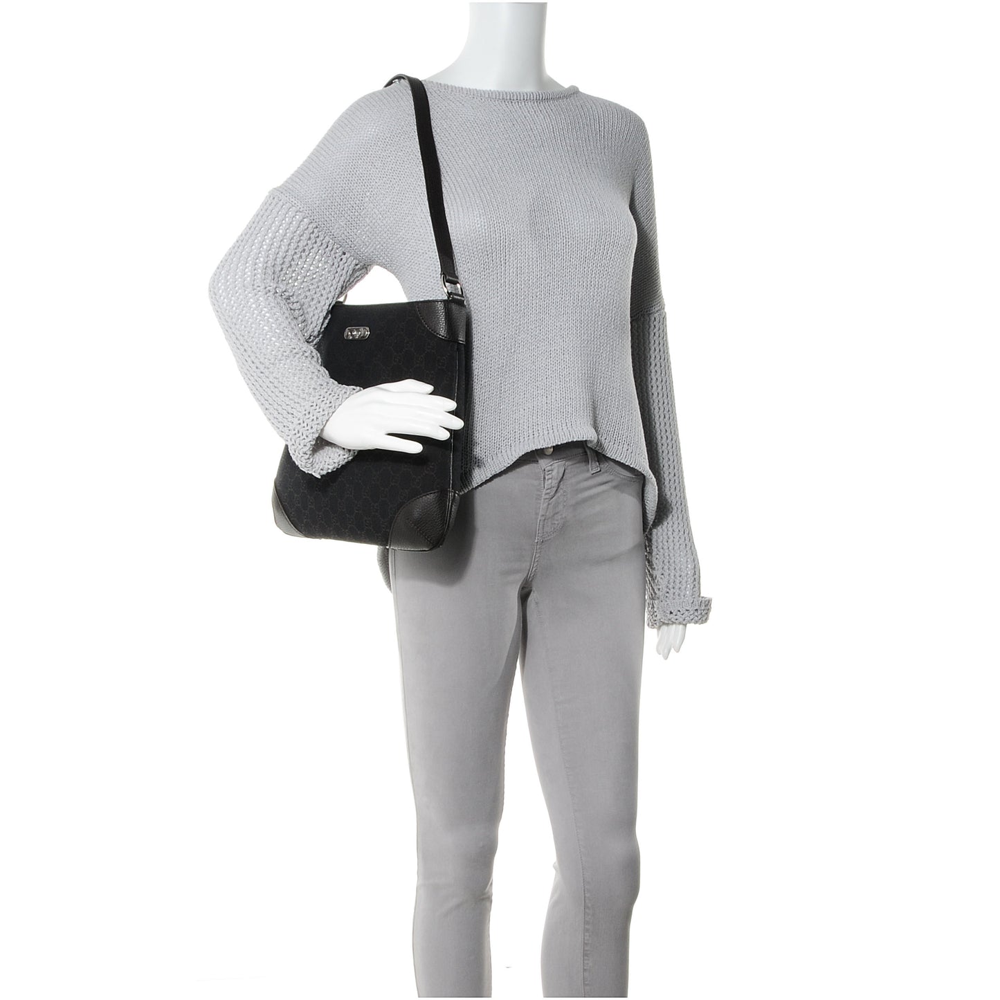 Denim Signature GG Shoulder Bag Brown