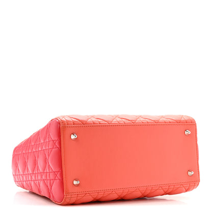 Christian Dior Lambskin Cannage Medium Bi-Color Lady Dior Orange Fuchsia 4 of 14