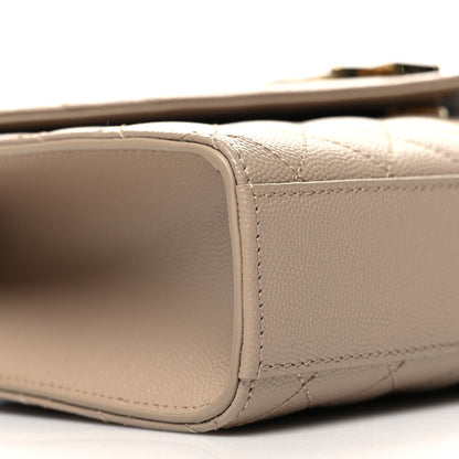 Saint Laurent Grain De Poudre Textured Mixed Matelasse Medium Triquilt Monogram Satchel Dark Beige 8 of 9