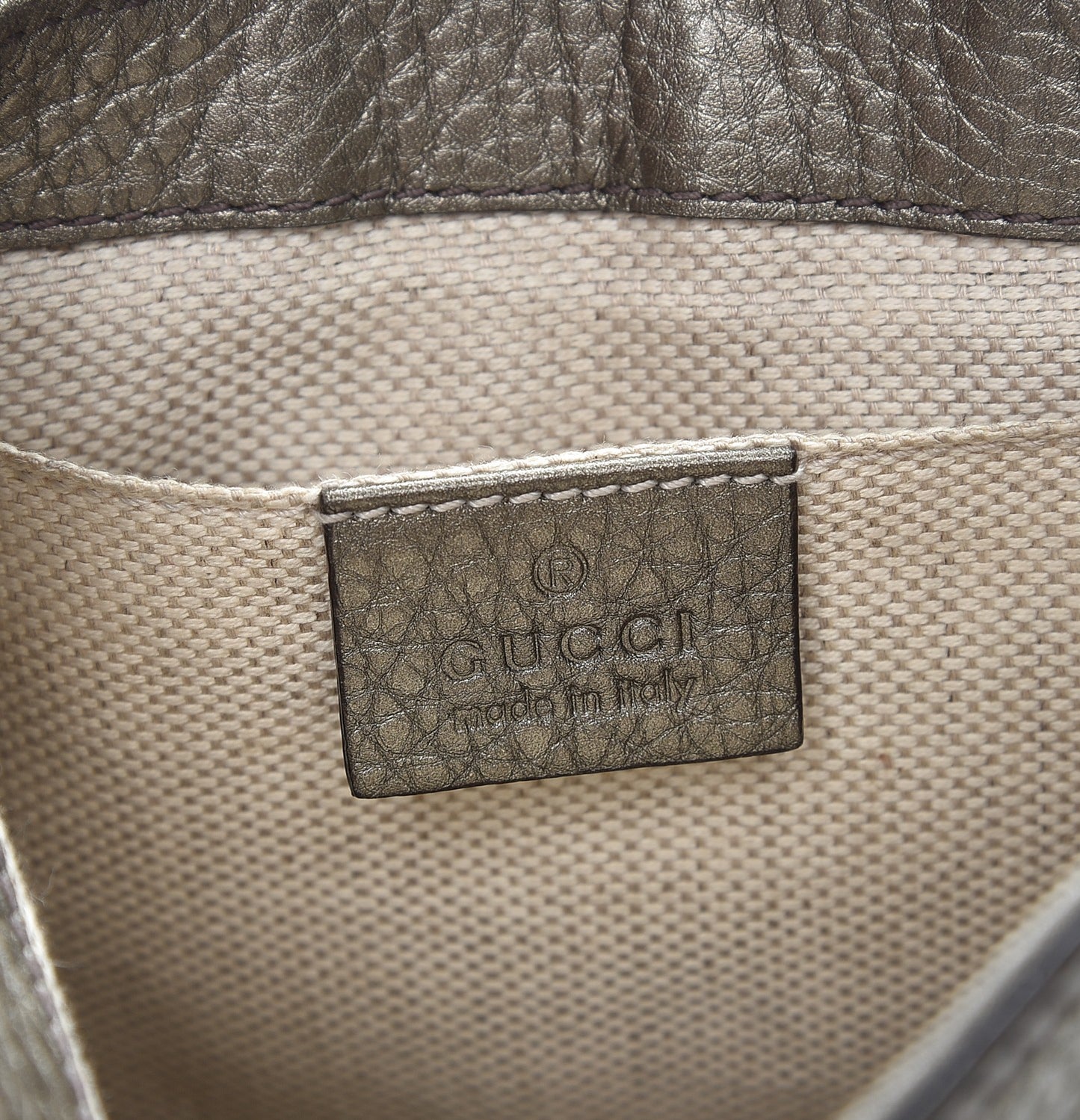 Metallic Pebbled Calfskin Small Soho Flap Crossbody Sasso