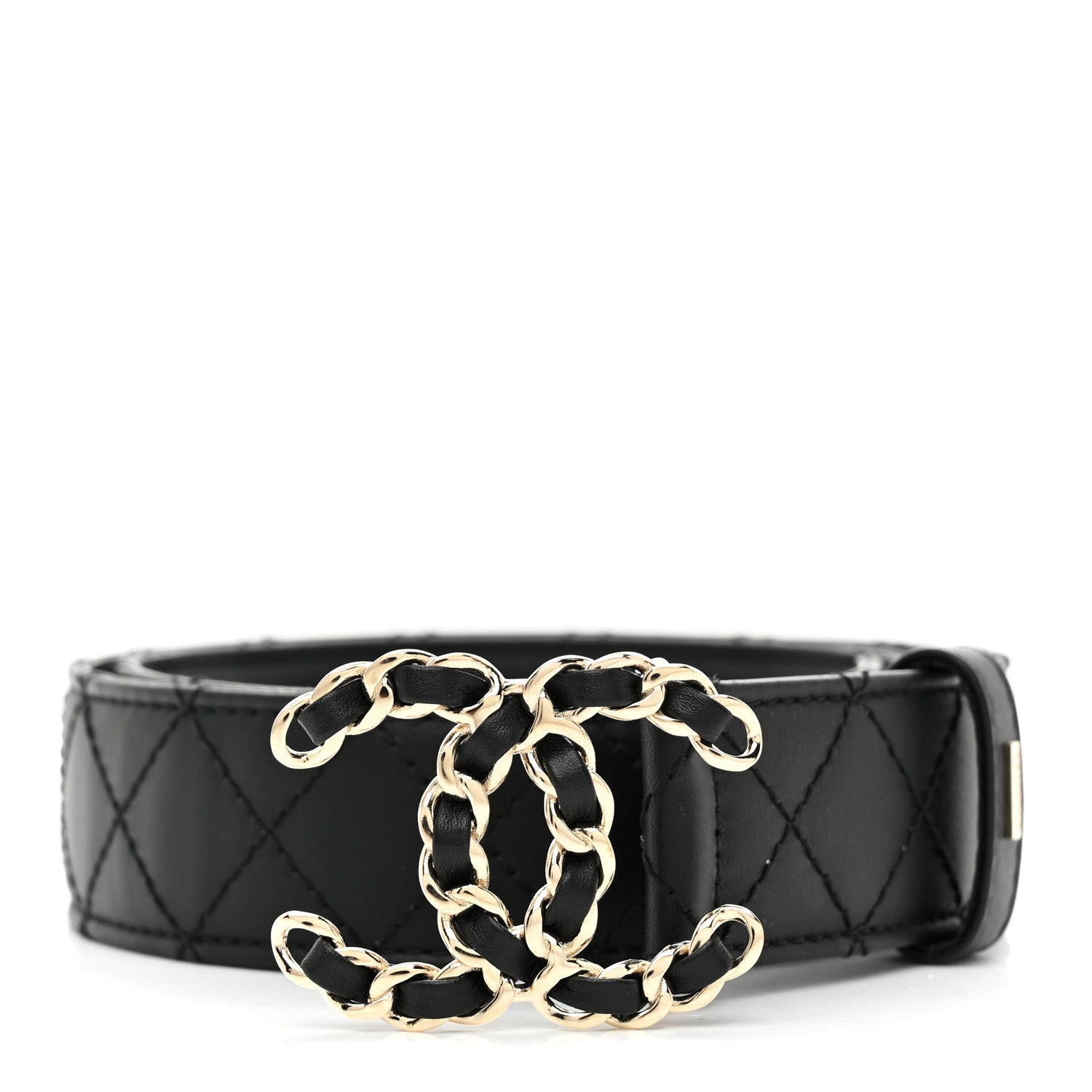 Chanel Lambskin Quilted CC Chain Belt 70 28 Black 1774644