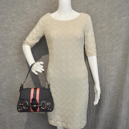 Gucci Monogram Horsebit Web Flap Bag Black 2 of 8
