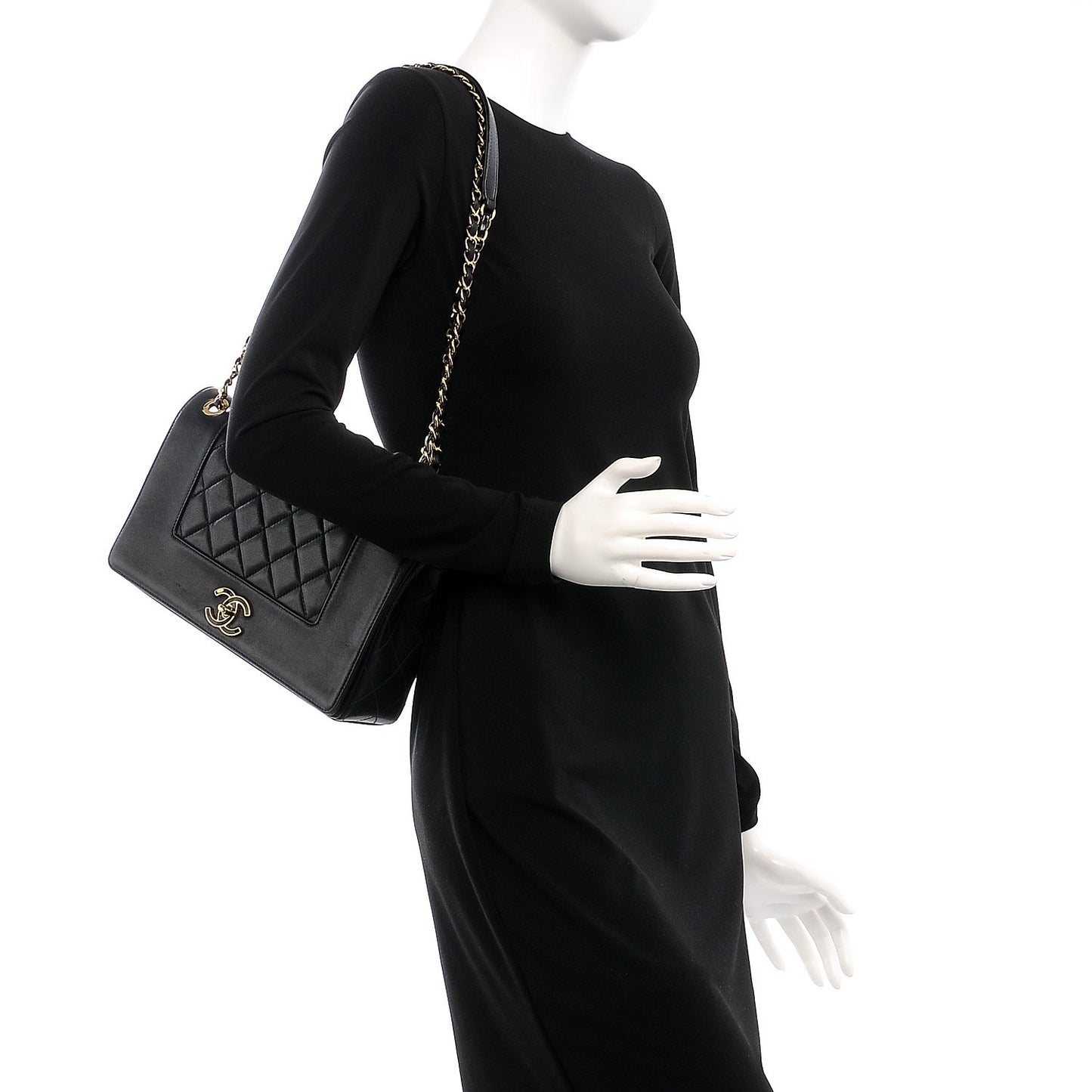 Sheepskin Quilted Vintage Mademoiselle Flap Black