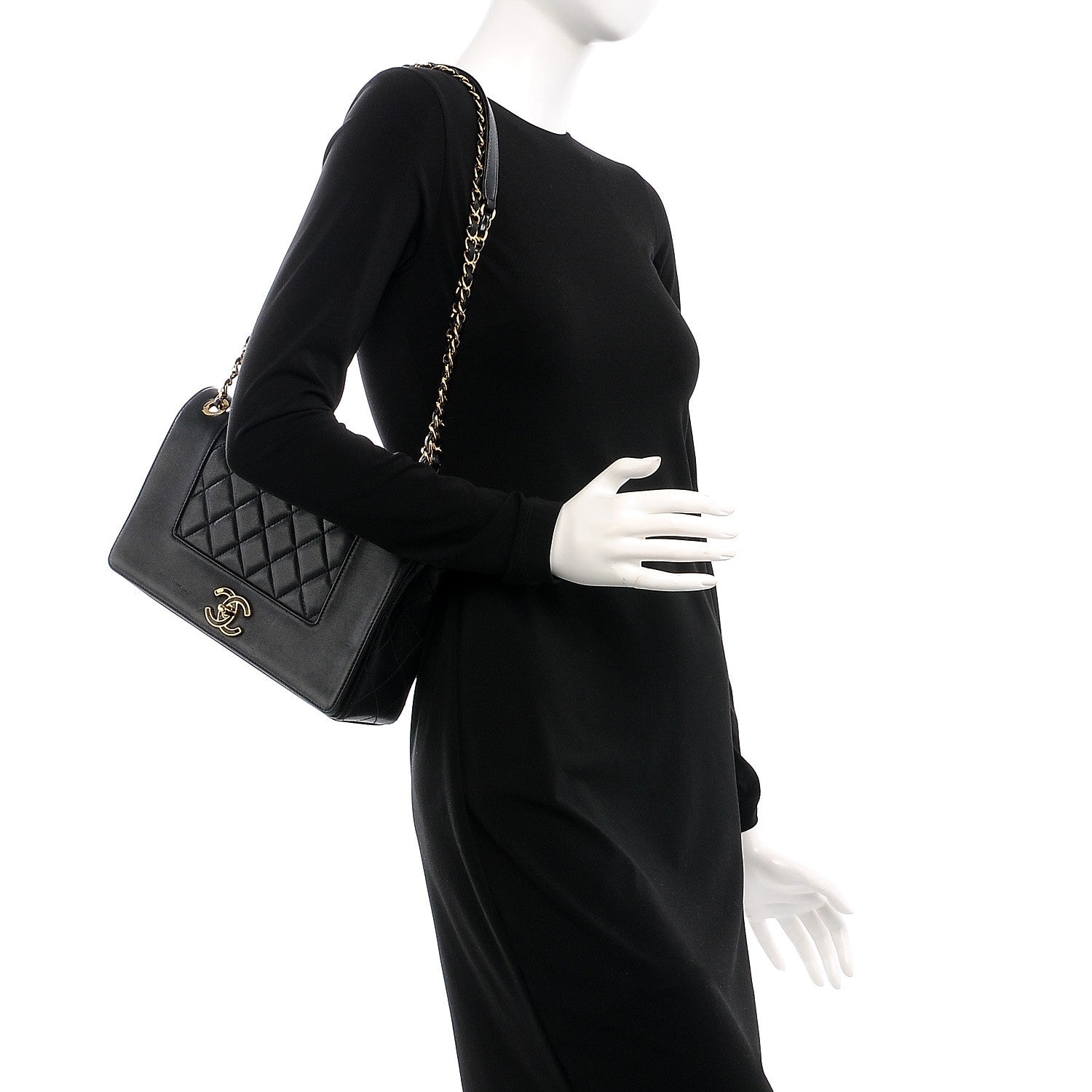 Chanel Sheepskin Quilted Vintage Mademoiselle Flap Black 2 of 13