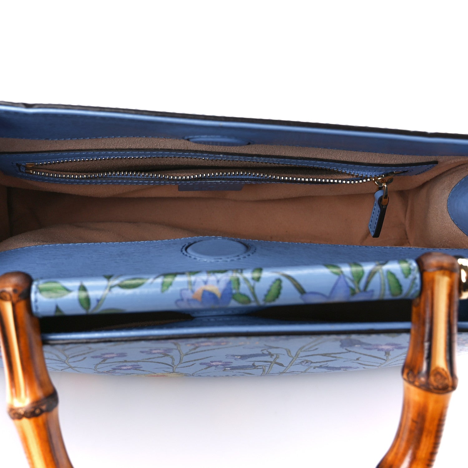 Gucci Calfskin Bamboo Web New Flora Small Nymphaea Top Handle Bag Azure 6 of 13
