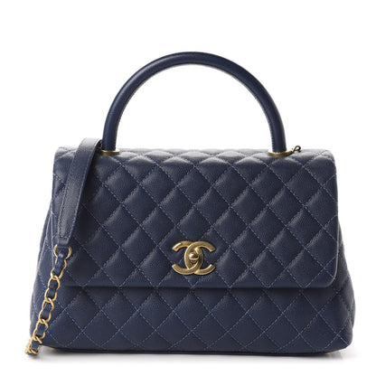 Chanel Caviar Quilted Small Coco Handle Flap Blue 1 of 11