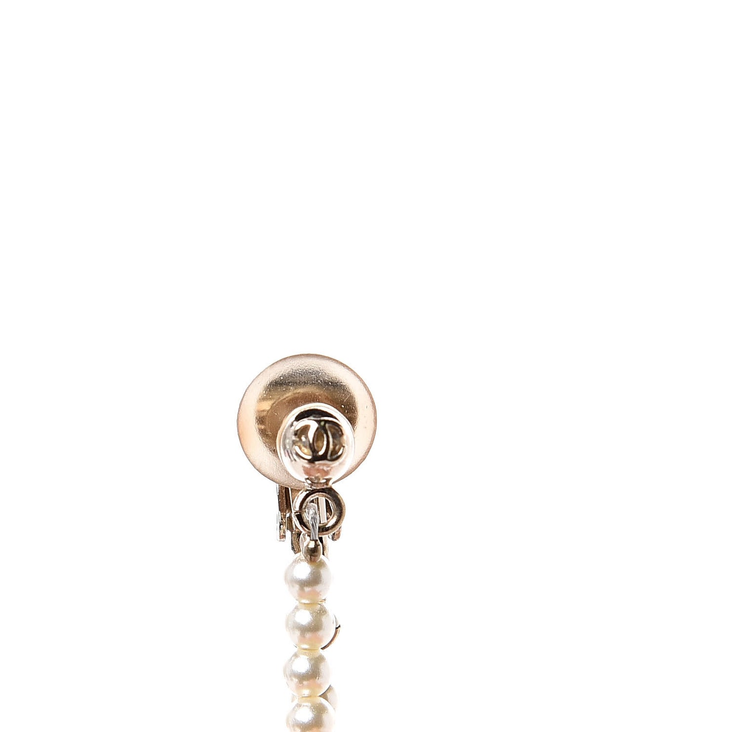 Pearl CC Drop Clip On Earrings Gold