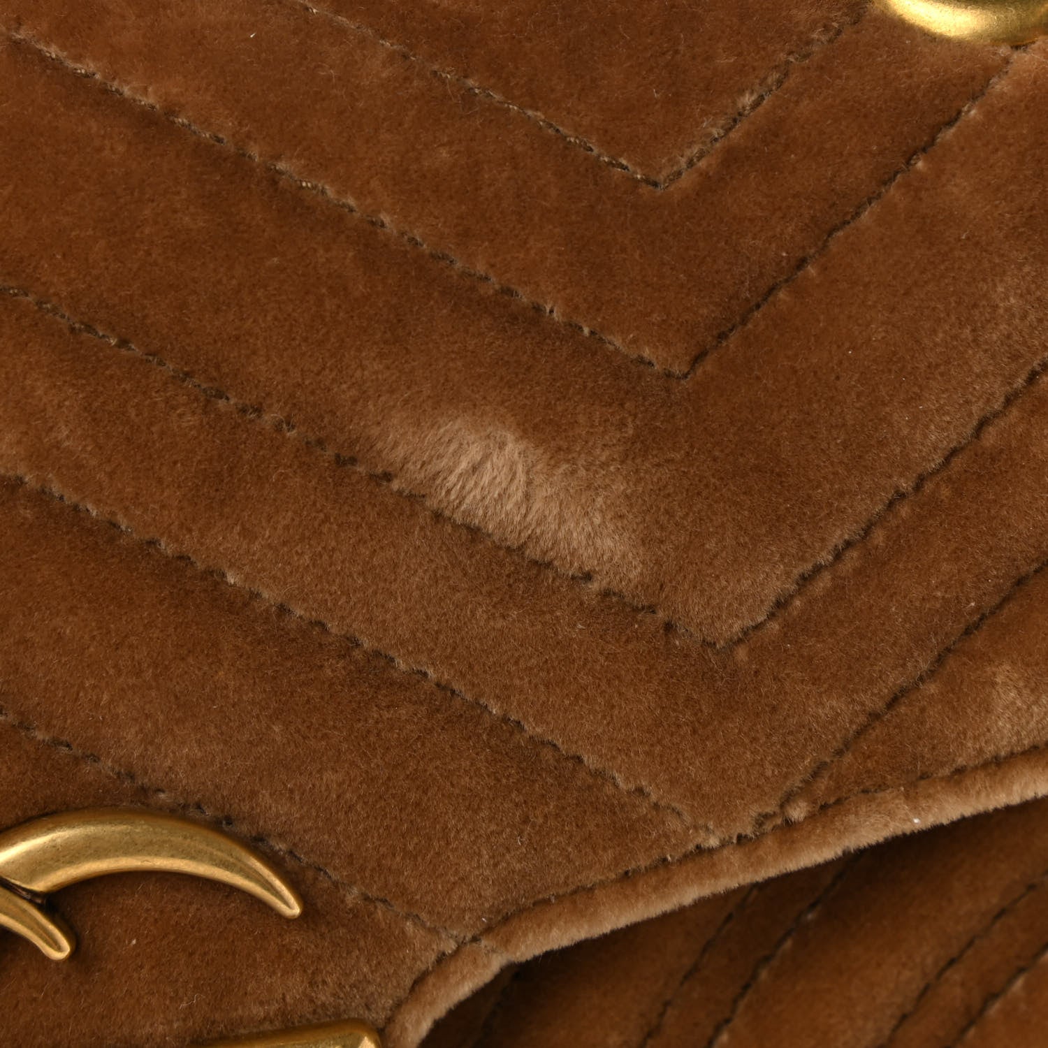 Gucci Velvet Matelasse Small GG Marmont Shoulder Bag Taupe 9 of 10