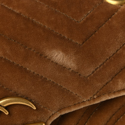 Gucci Velvet Matelasse Small GG Marmont Shoulder Bag Taupe 9 of 10