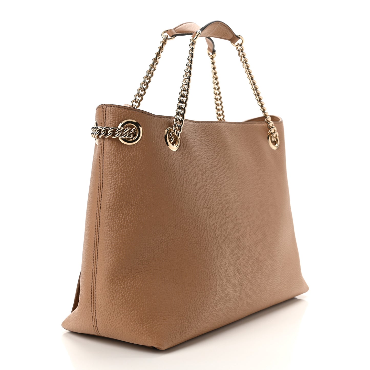 Pebbled Calfskin Medium Soho Chain Shoulder Bag Camelia