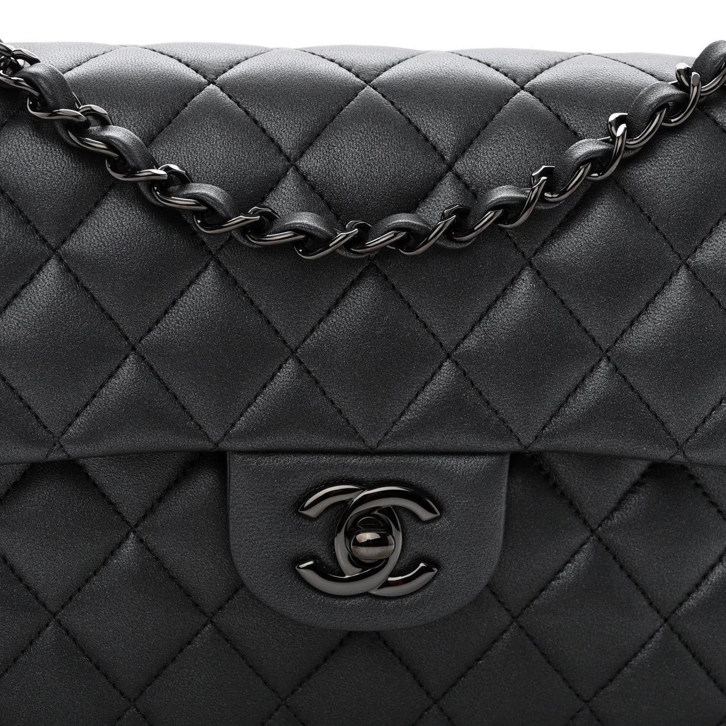 Lambskin Quilted Small Double Flap So Black