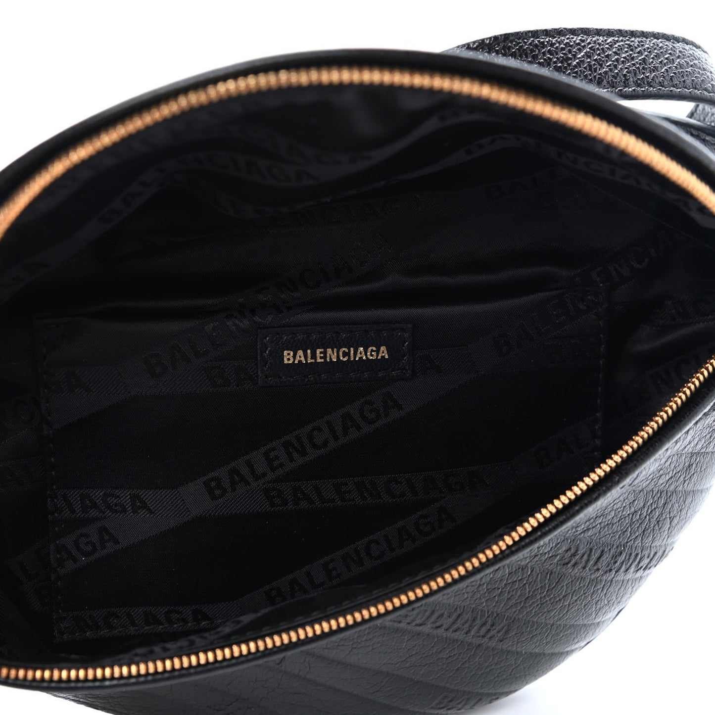 Shiny Goatskin Allover Logo Embossed XXS Souvenir Belt Bag Black