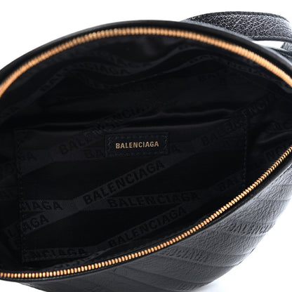 Balenciaga Shiny Goatskin Allover Logo Embossed XXS Souvenir Belt Bag Black 5 of 9