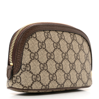 Gucci GG Supreme Monogram Textured Calfskin Web Medium Ophidia Cosmetic Case Beige Ebony New Acero 3 of 7