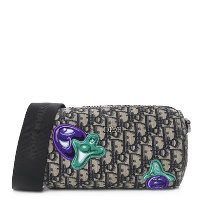 Christian Dior X KENNY SCHARF Oblique Canvas Embroidered Patches Roller Messenger Bag Charcoal 1 of 8