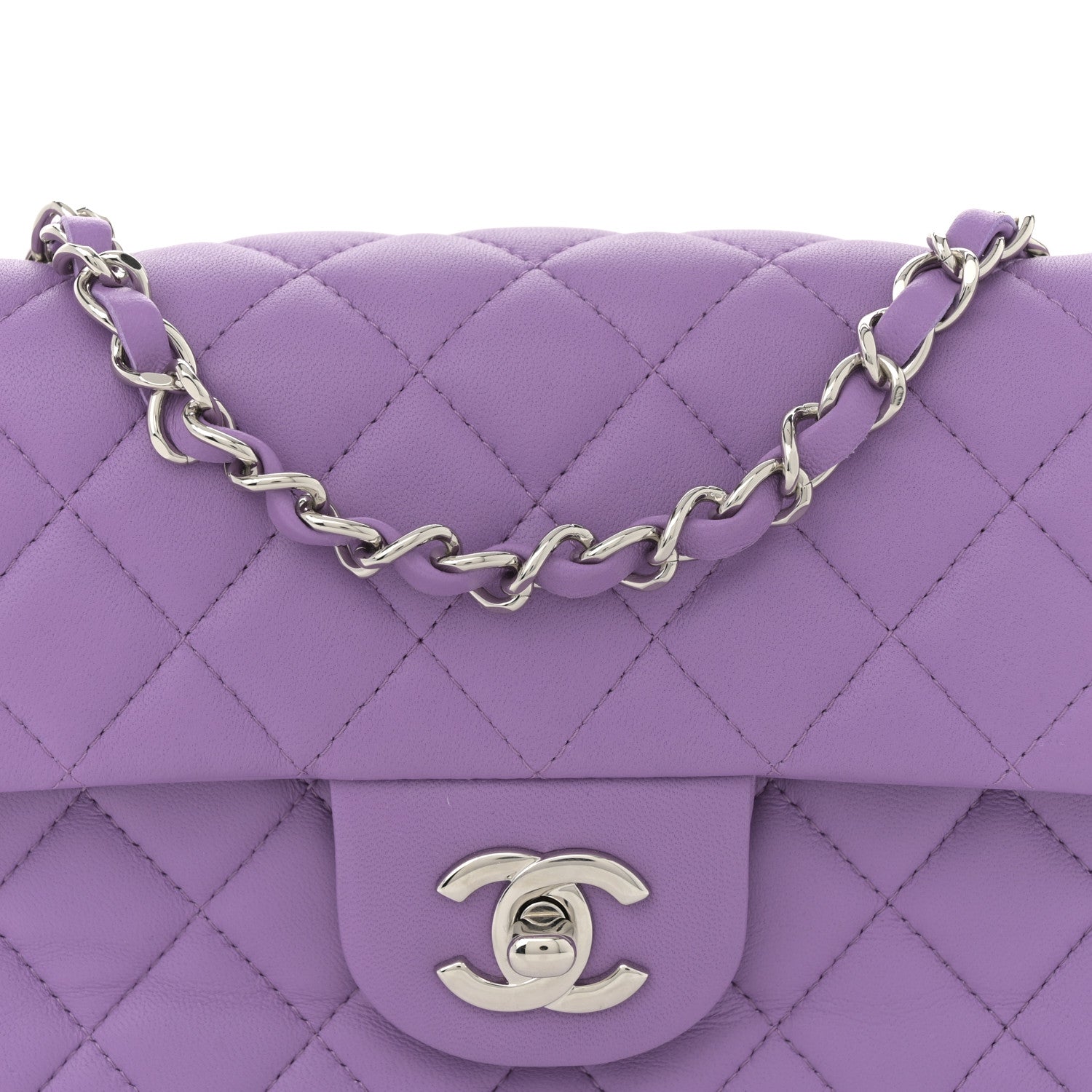 Chanel Lambskin Quilted Mini Rectangular Flap Purple 8 of 10