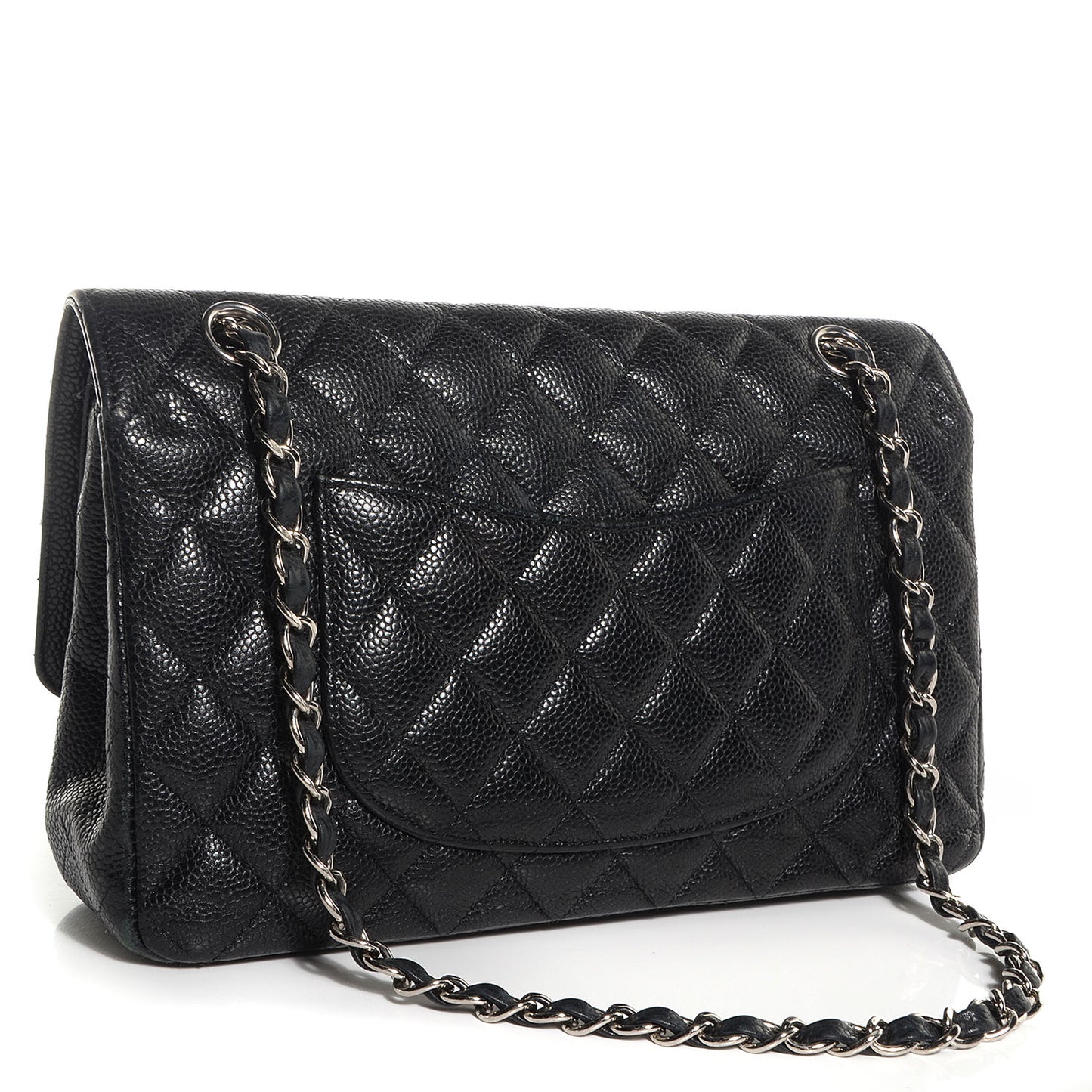 Caviar Quilted Medium Double Flap Black