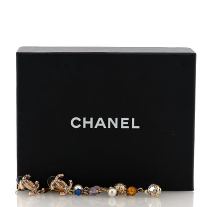Chanel Crystal Pearl Bead CC Long Drop Earrings Multicolor 5 of 5